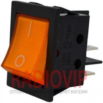 картинка Переключатель с подсветкой IRS-201-3C3 ON-OFF, 4pin, 12V, 35А, жёлтый от интернет магазина Radiovip