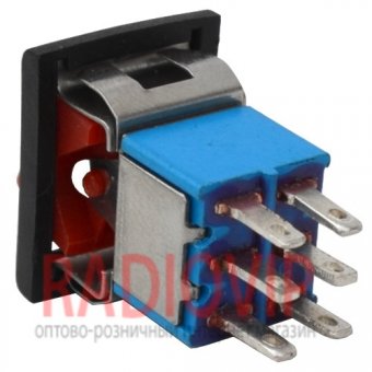 картинка Тумблер с клавишей RLS-203-E5 (ON-OFF-ON), 6pin, 3A 250VAC, красный от интернет магазина Radiovip