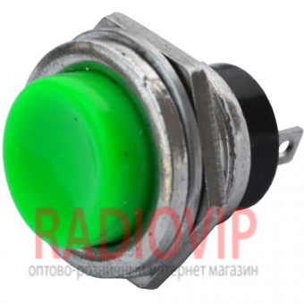 картинка Кнопка большая PBS-26B без фиксации OFF-(ON), 2pin, 2А 250V, зелёная от интернет магазина Radiovip