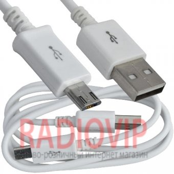 картинка Шнур шт.USB А -шт.miсro USB (Samsung), long pin, 1м, белый от интернет магазина Radiovip