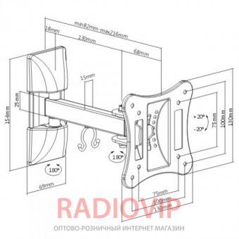 картинка Кронштейн для ТВ LCD32B WHITE от интернет магазина Radiovip