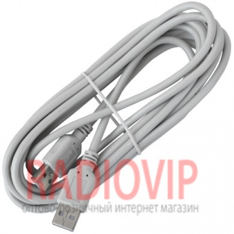картинка Шнур USB (шт.A- шт.А), version 2,0, диам.-4.5мм, 3м., серый от интернет магазина Radiovip