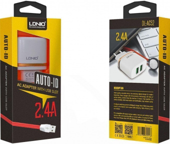 картинка Сетевое зарядное устройство LDNIO DL-AC52 2хUSB от интернет магазина Radiovip