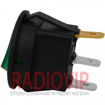 картинка Переключатель круглый с подсв. MIRS-101-8C ON-OFF, 3pin, 6,5A, 220V, зелёный от интернет магазина Radiovip
