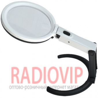 картинка Настольная лупа LED подсветкой, 2X+5X увеличение, диаметр 120+28 мм, Magnifier 3B-1C от интернет магазина Radiovip