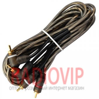 картинка Шнур соедин. 2RCA х 2RCA угл., gold, диам.-5+5мм, прозр., 5м. в блист. от интернет магазина Radiovip