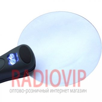 картинка Лупа ручная с LED подсветкой, 2.5X увеличение, диаметр - 90 мм, Magnifier 2B-3 от интернет магазина Radiovip