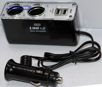 картинка Разветвитель автоприкуриват. шт.прикур.- 2гн.прикур.+2гн. USB от интернет магазина Radiovip