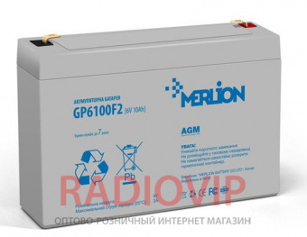 картинка Аккумуляторная батарея MERLION AGM GP610F2 6 V 10Ah от интернет магазина Radiovip