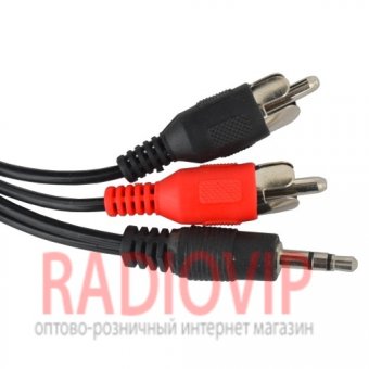 картинка Шнур шт.3,5стерео- 2шт.RCA, диам.-2,6х5,2мм., 3м., чёрный от интернет магазина Radiovip
