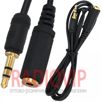 картинка Шнур шт.3,5стерео- гн.3,5стерео, gold, диам.-3мм, 1,5м. от интернет магазина Radiovip