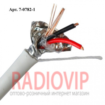 картинка Кабель сигнал. VKcable 2жилы в экране 2Cх(7х0,22мм) CCA, белый, 100м от интернет магазина Radiovip