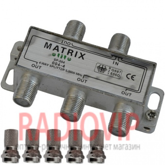 картинка Splitter 4-way Germany + 5шт.F в картон. упаковке HQ от интернет магазина Radiovip