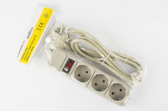 картинка Фильтр-удлинитель сетевой SFG3, 3 розеток, цвет-серый, 1,8 м от интернет магазина Radiovip