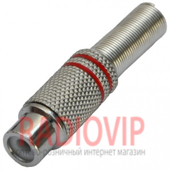 картинка Гнездо RCA металл под шнур с пружиной,диам.- 6,5мм.,красное от интернет магазина Radiovip